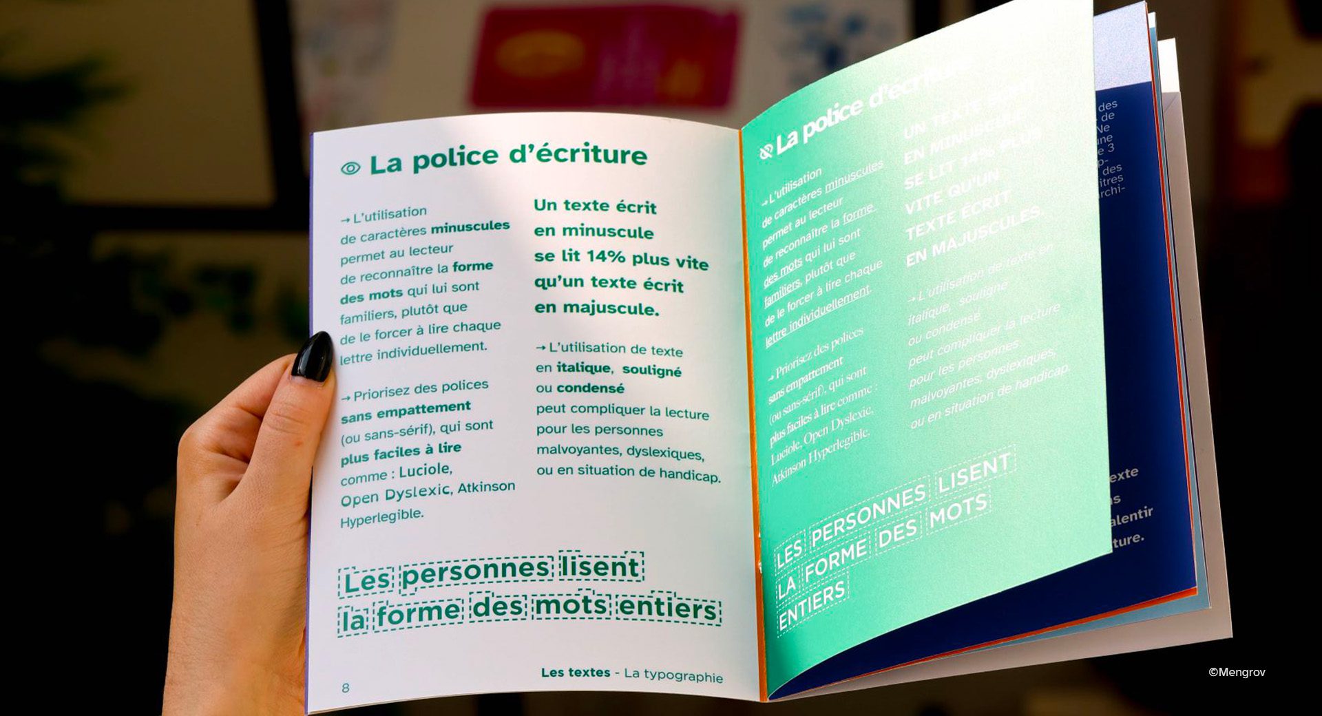 Extrait du guide de l’accessibilité graphique Mengrov et Atipy