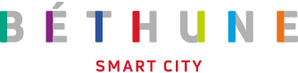 Logo Béthune Smart City en lettres colorées avec le texte SMART CITY en rouge dessous