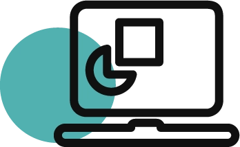 Logo Atipy noir et turquoise avec formes géométriques superposées sur fond clair