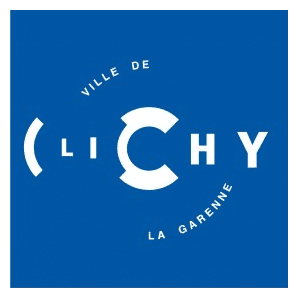 Logo Ville de Clichy La Garenne en lettres blanches sur fond bleu