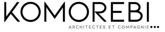 Logo Komorebi, Architectes et Compagnie avec trois points noirs alignés à droite
